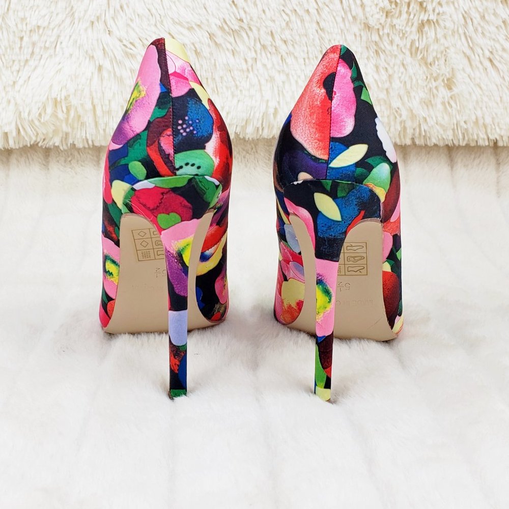 Multi Floral High Heel Pumps Slip On Shoes - Picture 5 of 9